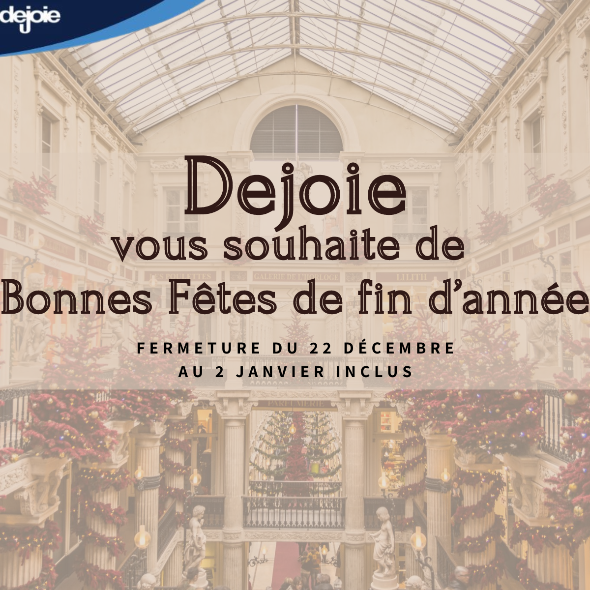 Dejoie vous souhaite de bonnes fêtes de fin d'année